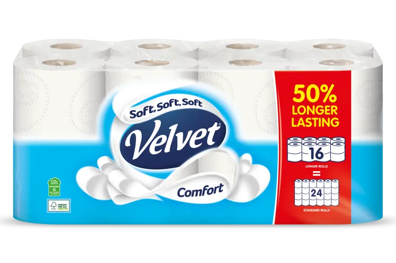  Velvet 50%  Longer Rolls Comfort 16 Rolls = 24 Rolls