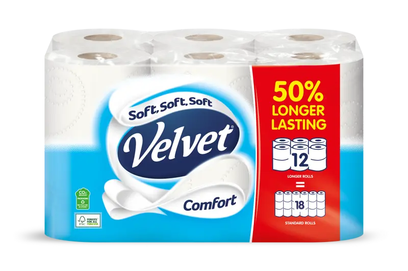  Velvet 50%  Longer Rolls Comfort 12 Rolls = 18 Rolls