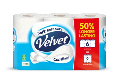 Discover Velvet 50% Longer Lasting Toilet Rolls